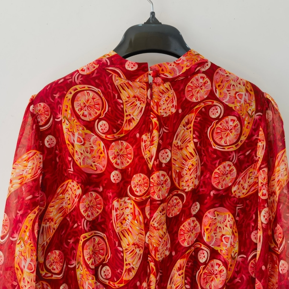Saloni Isa Silk Georgette Tiered Ruffle Midi Dress - Picture 11 of 16